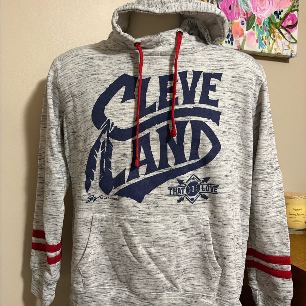 Cleveland That I Love Graphic Hoodie in Gray and Red